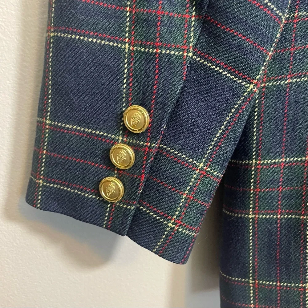 Talbots Vintage Plaid Wool Blazer size 8 petite - Picture 3 of 8